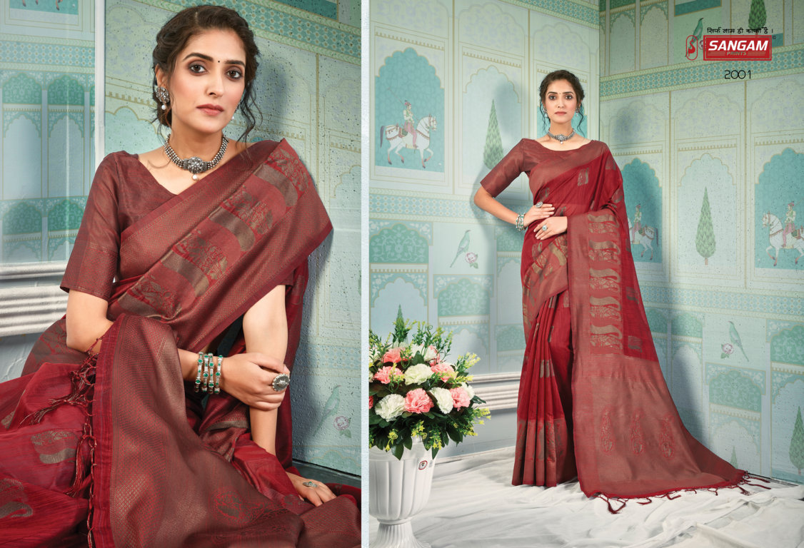 sangam print Bombay valvet cotton attractive look saree catalog