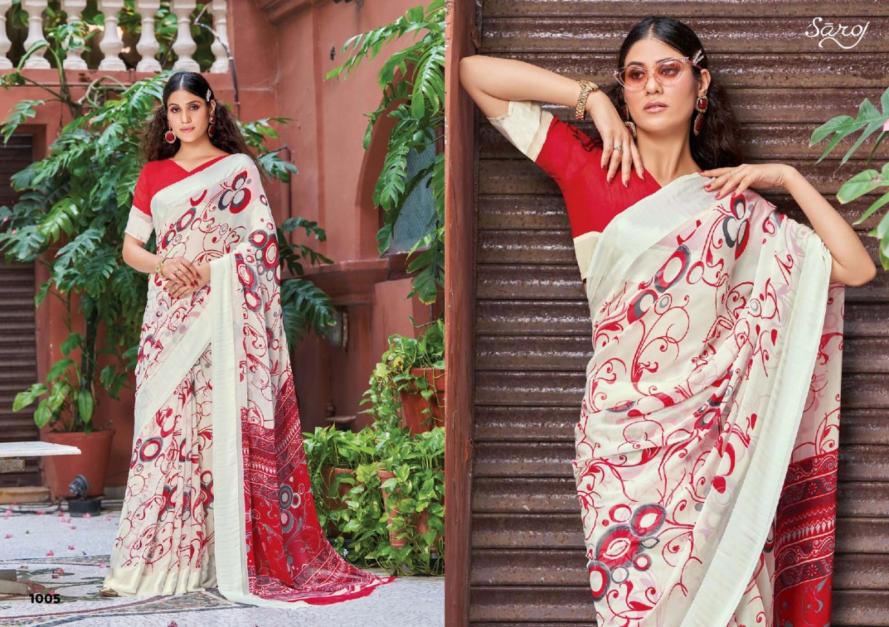 saroj saree Butterfly weightless georgette exclusive print saree catalog