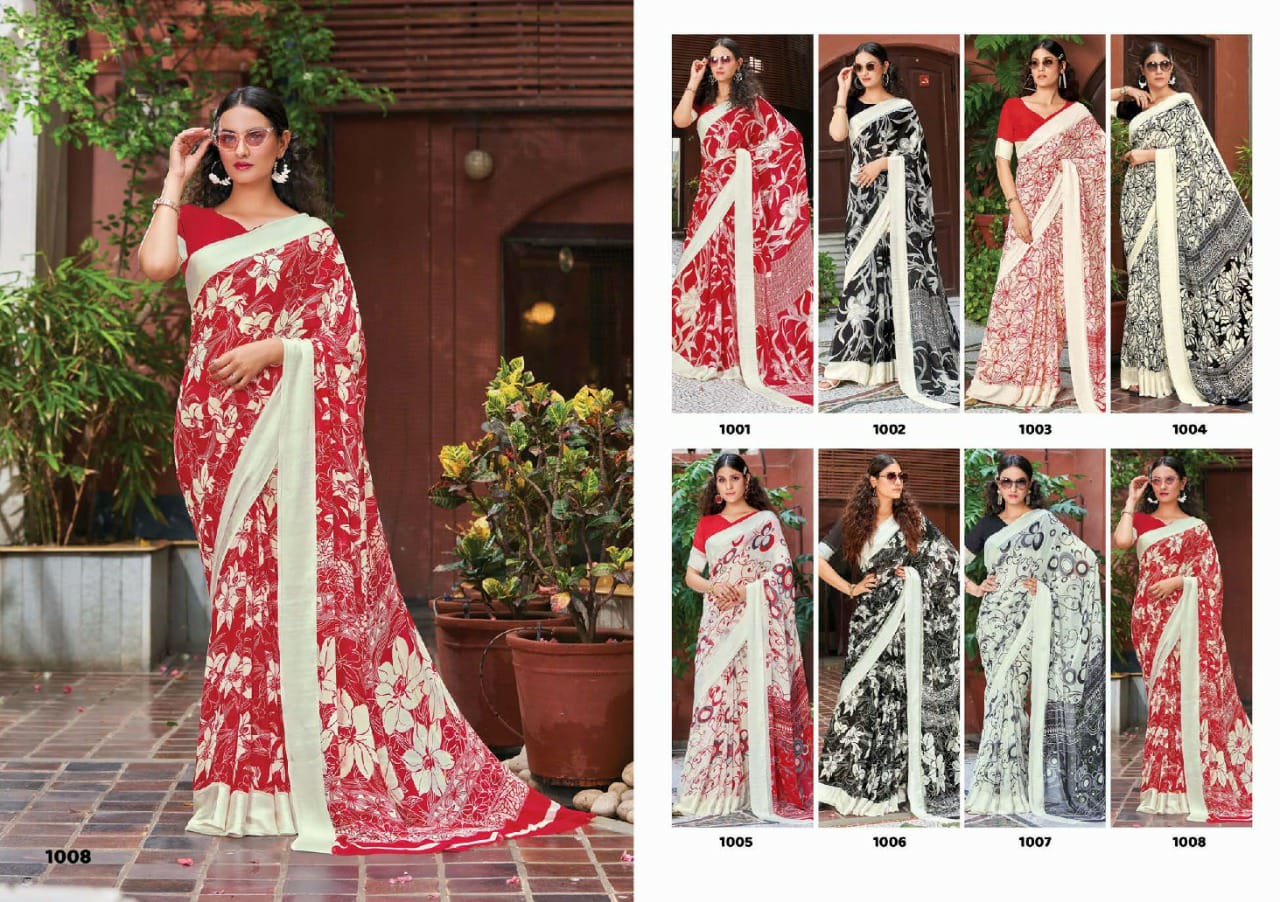 saroj saree Butterfly weightless georgette exclusive print saree catalog