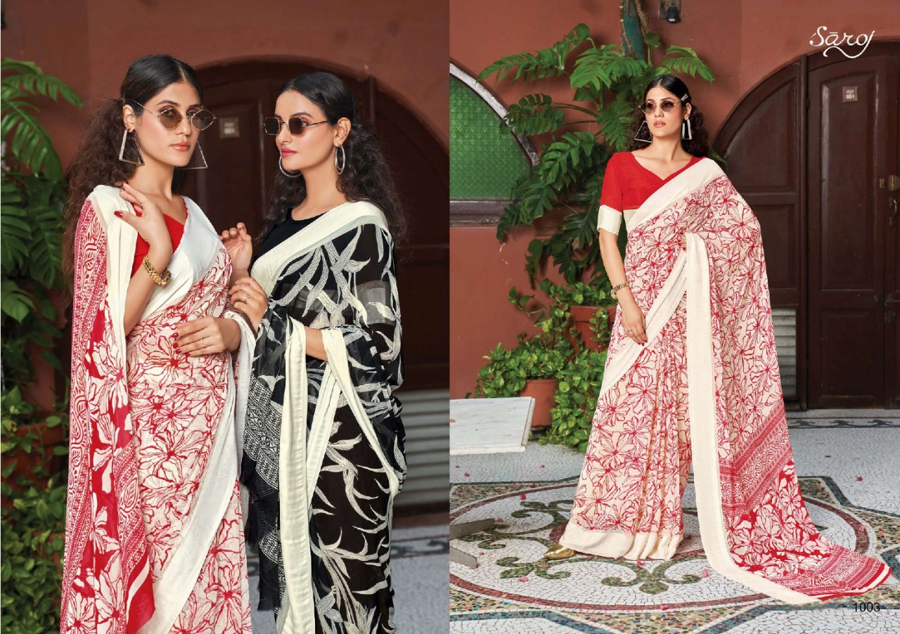 saroj saree Butterfly weightless georgette exclusive print saree catalog