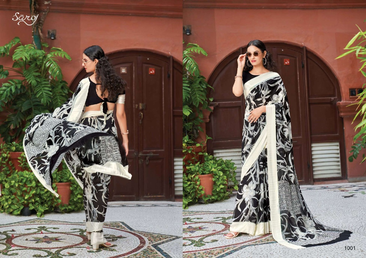 saroj saree Butterfly weightless georgette exclusive print saree catalog