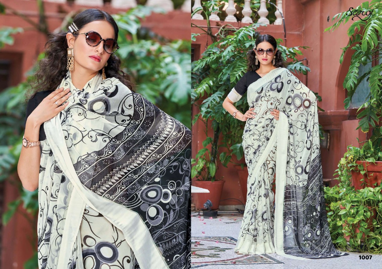 saroj saree Butterfly weightless georgette exclusive print saree catalog