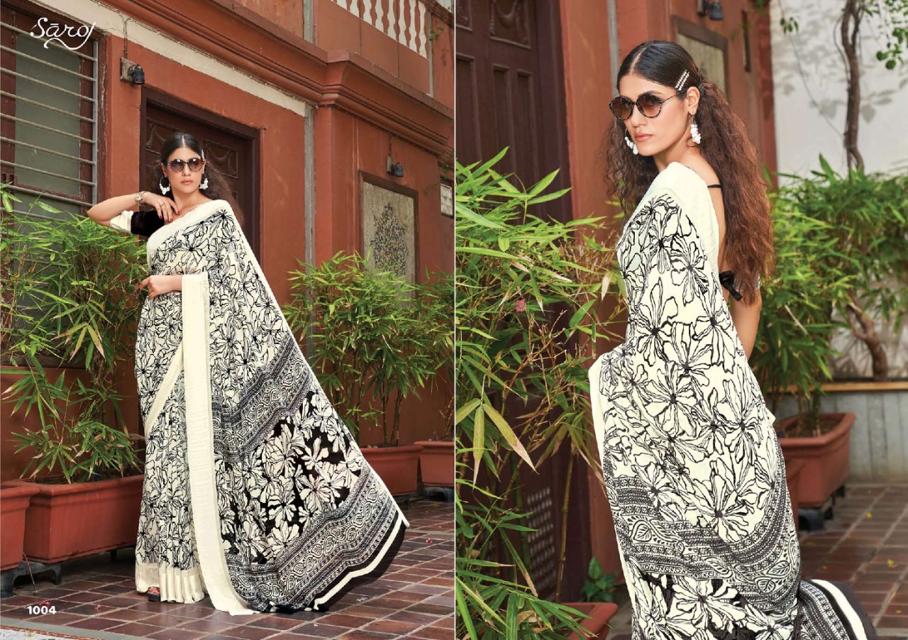 saroj saree Butterfly weightless georgette exclusive print saree catalog