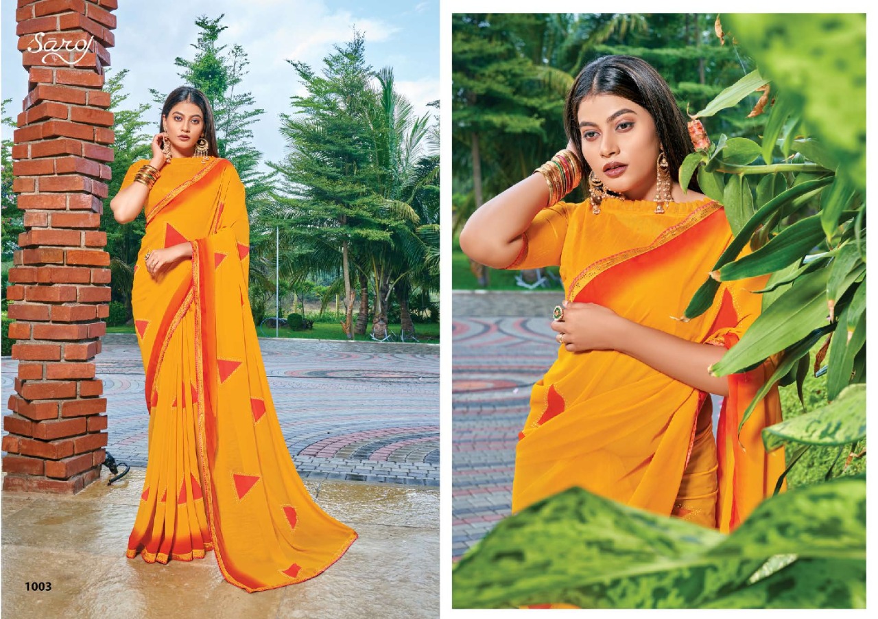 saroj saree nagme Georgette gorgeous print saree catalog