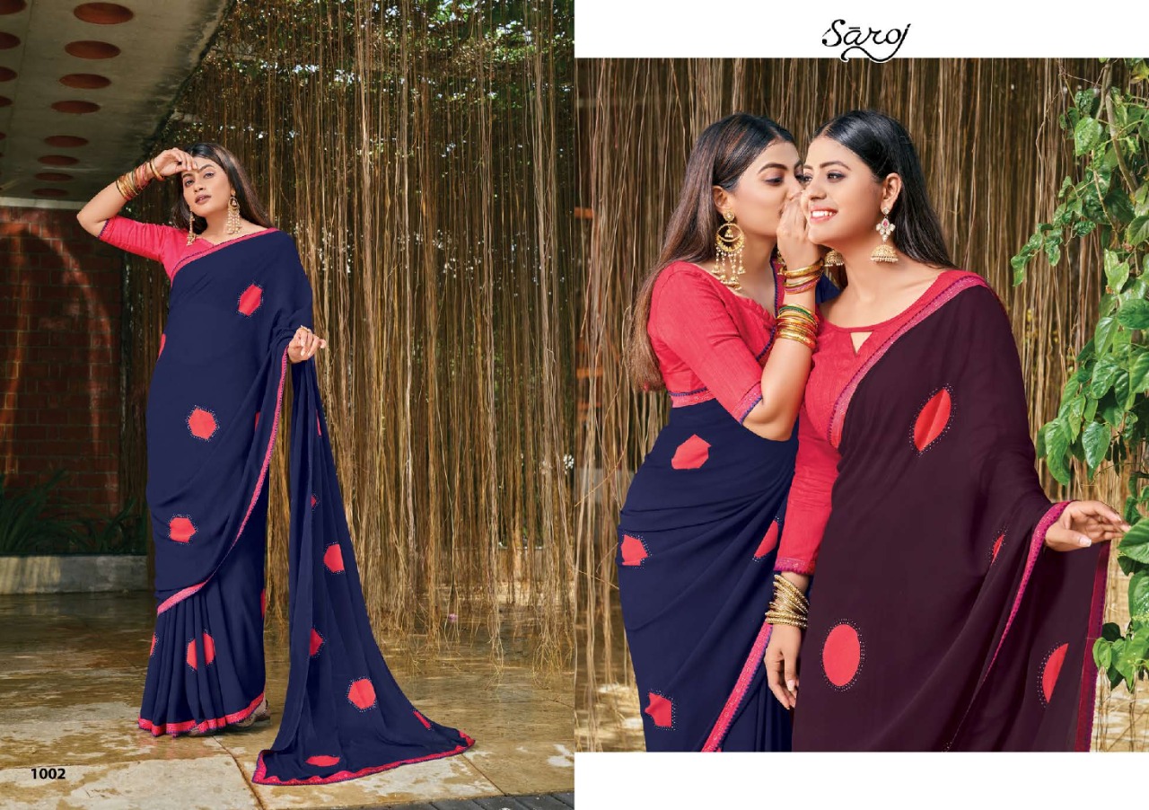 saroj saree nagme Georgette gorgeous print saree catalog