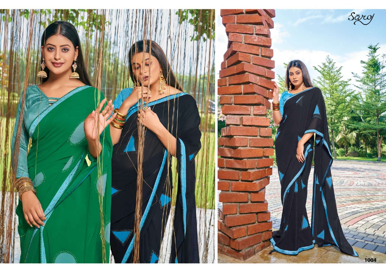 saroj saree nagme Georgette gorgeous print saree catalog