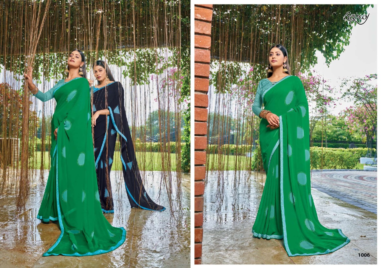 saroj saree nagme Georgette gorgeous print saree catalog