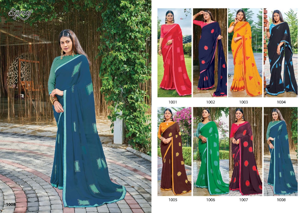 saroj saree nagme Georgette gorgeous print saree catalog