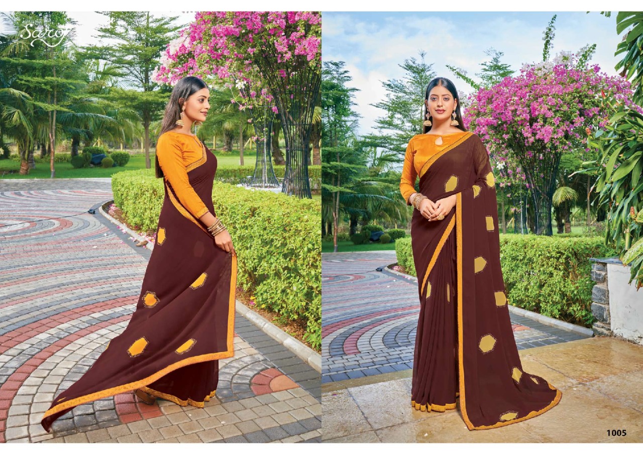 saroj saree nagme Georgette gorgeous print saree catalog