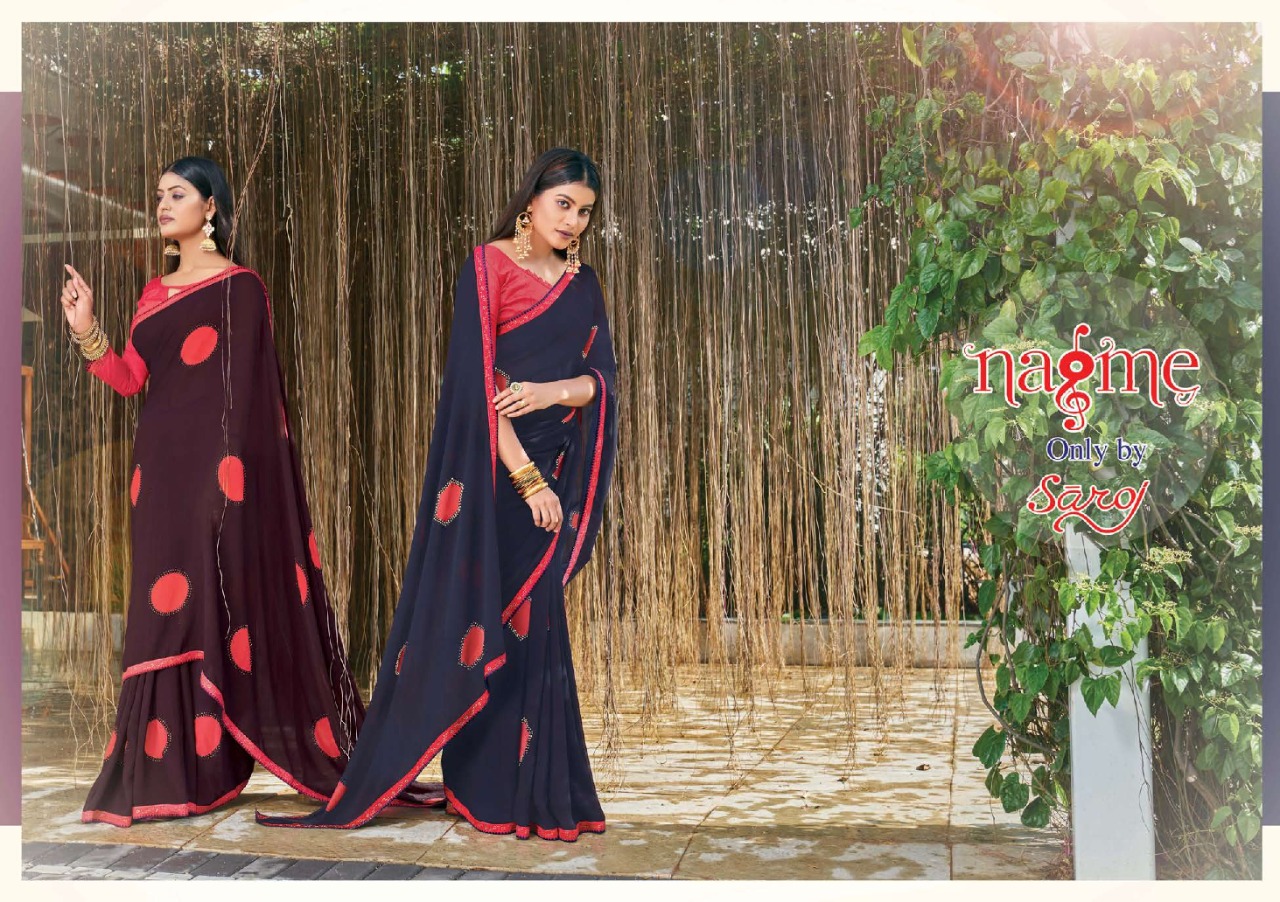 saroj saree nagme Georgette gorgeous print saree catalog