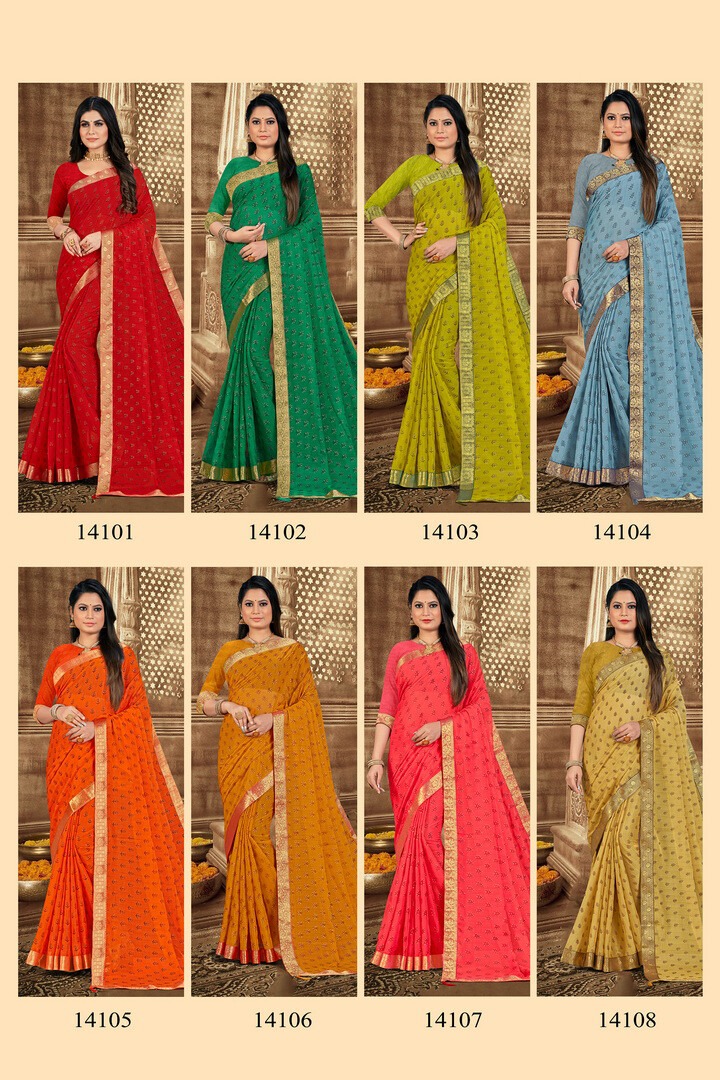 saroj saree parampara chiffon regal look saree catalog