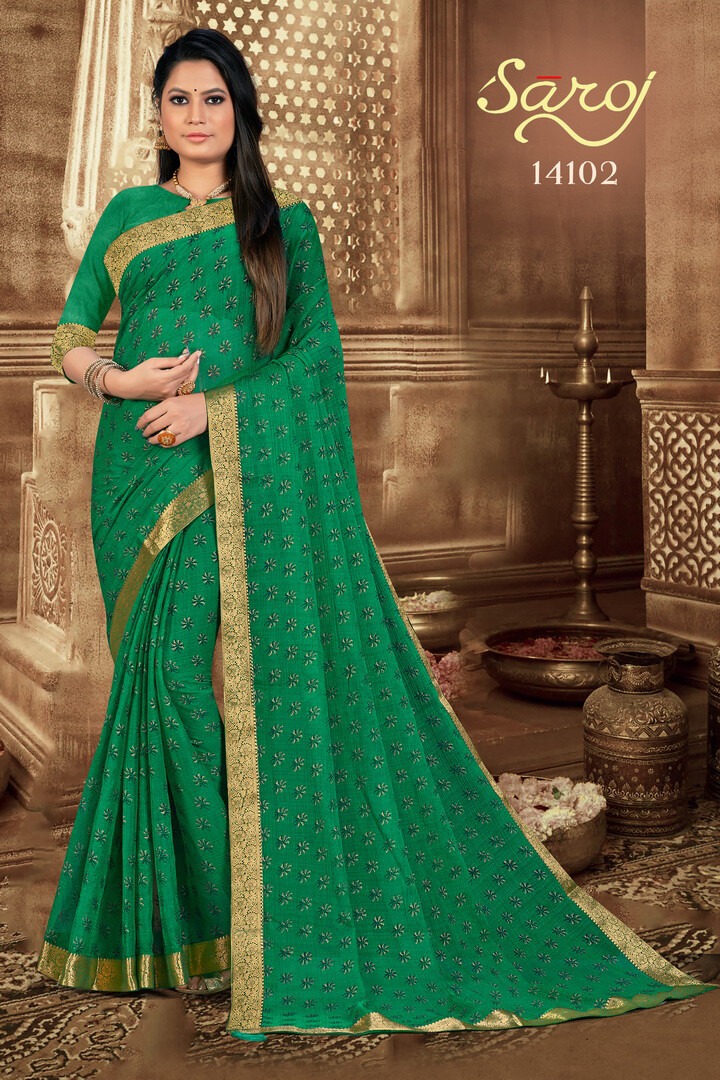 saroj saree parampara chiffon regal look saree catalog