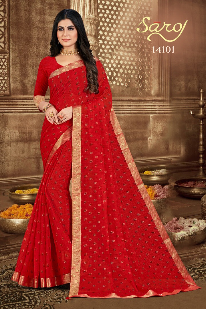 saroj saree parampara chiffon regal look saree catalog