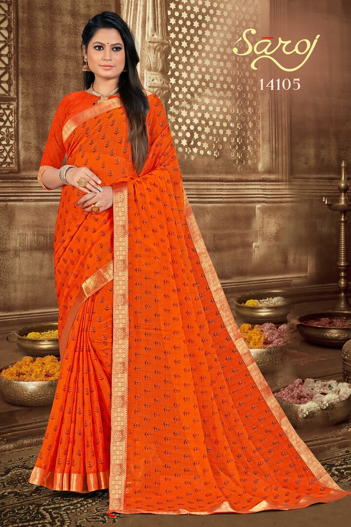 saroj saree parampara chiffon regal look saree catalog