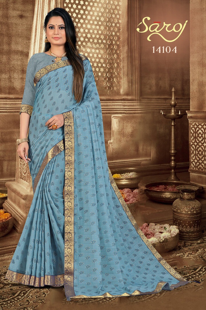 saroj saree parampara chiffon regal look saree catalog