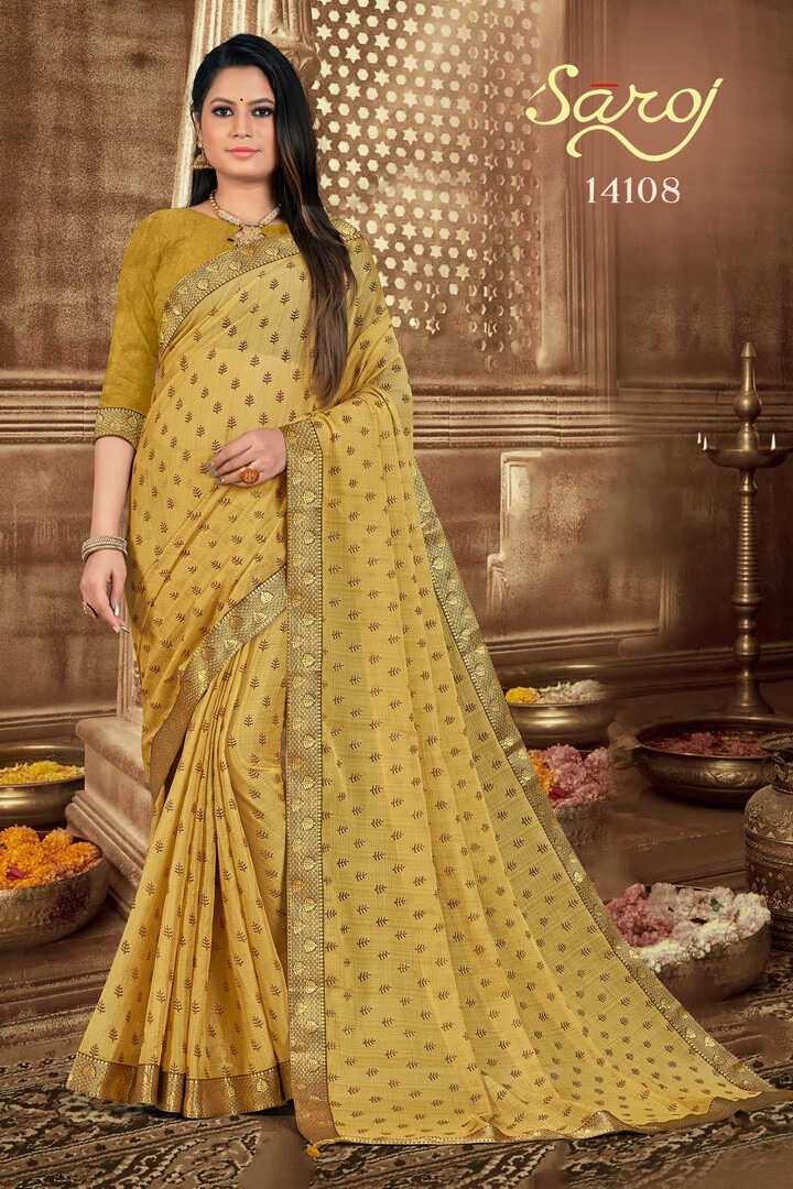 saroj saree parampara chiffon regal look saree catalog