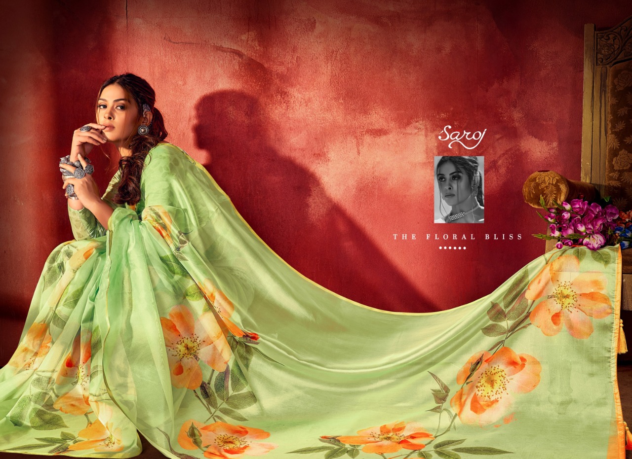 saroj saree Raaina organza regal look saree catalog