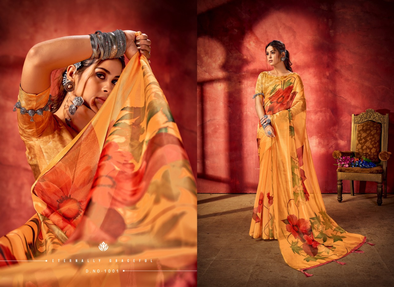 saroj saree Raaina organza regal look saree catalog