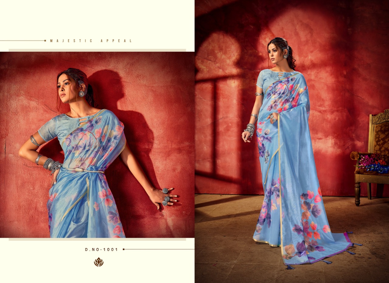 saroj saree Raaina organza regal look saree catalog