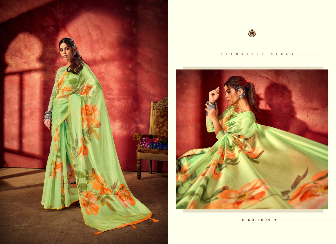 saroj saree Raaina organza regal look saree catalog