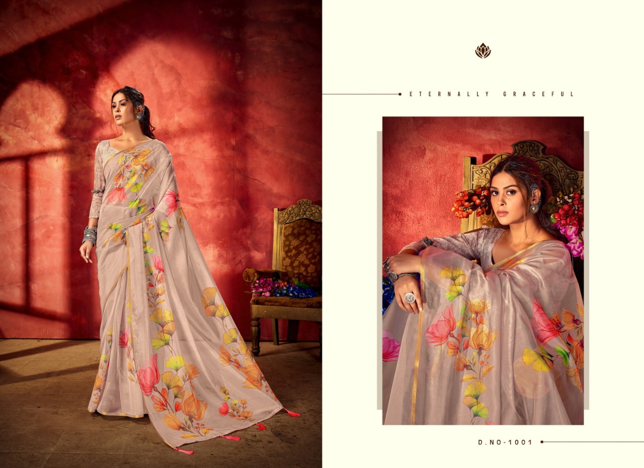 saroj saree Raaina organza regal look saree catalog