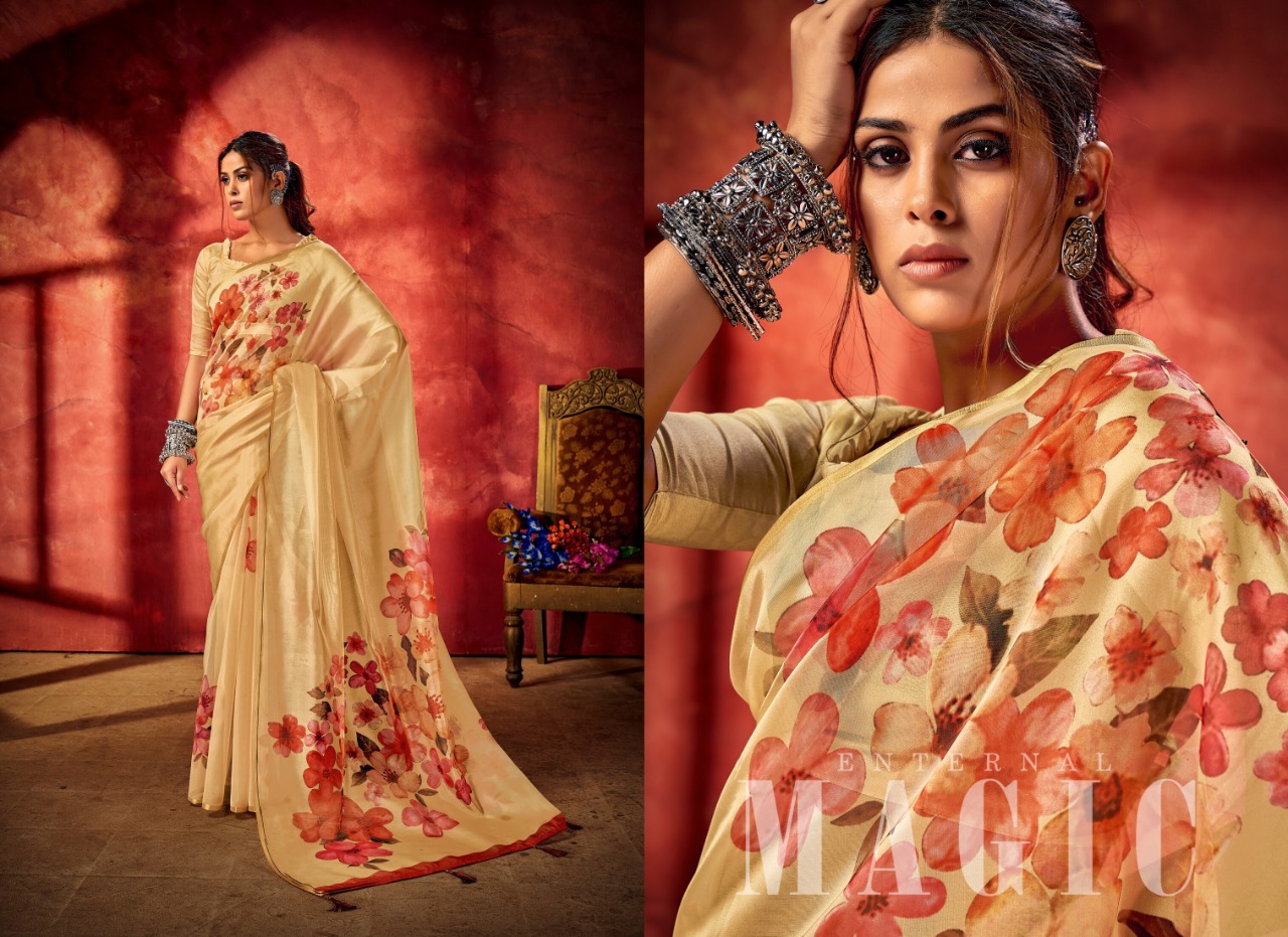 saroj saree Raaina organza regal look saree catalog