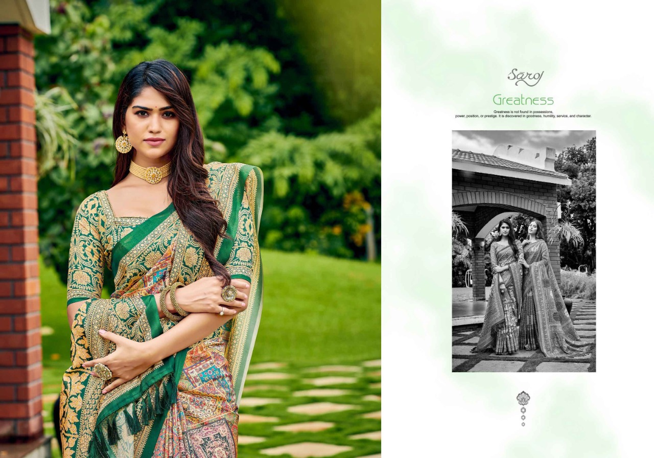 saroj saree riyasat Kattki Silk gorgeous print saree catalog