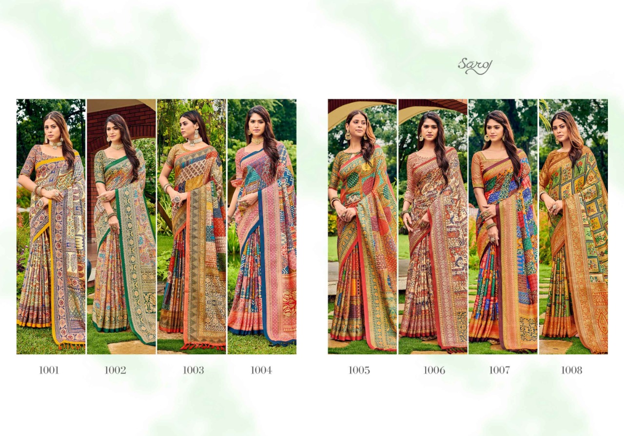 saroj saree riyasat Kattki Silk gorgeous print saree catalog