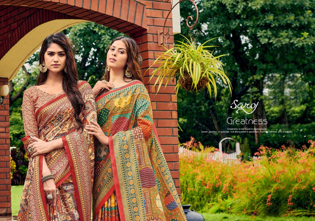 saroj saree riyasat Kattki Silk gorgeous print saree catalog