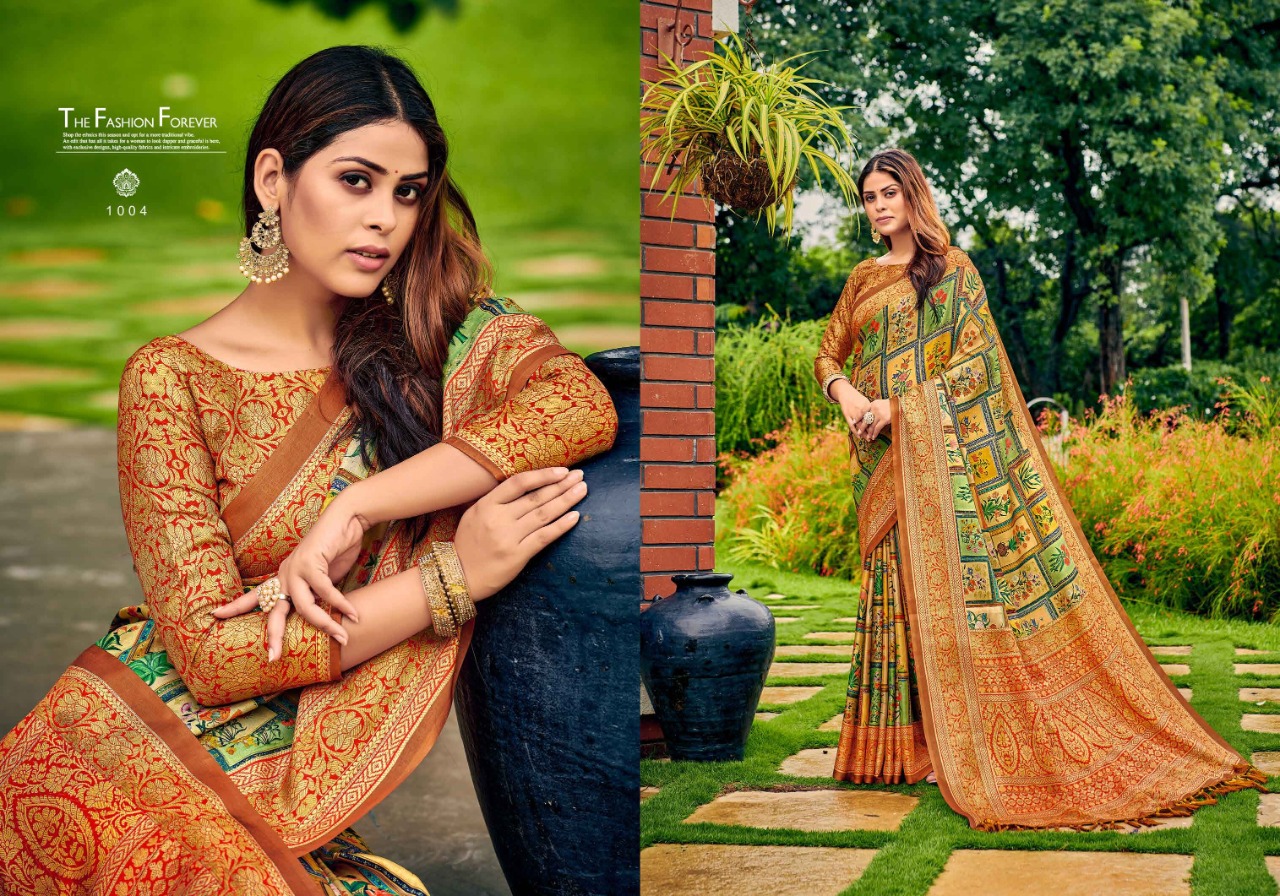 saroj saree riyasat Kattki Silk gorgeous print saree catalog