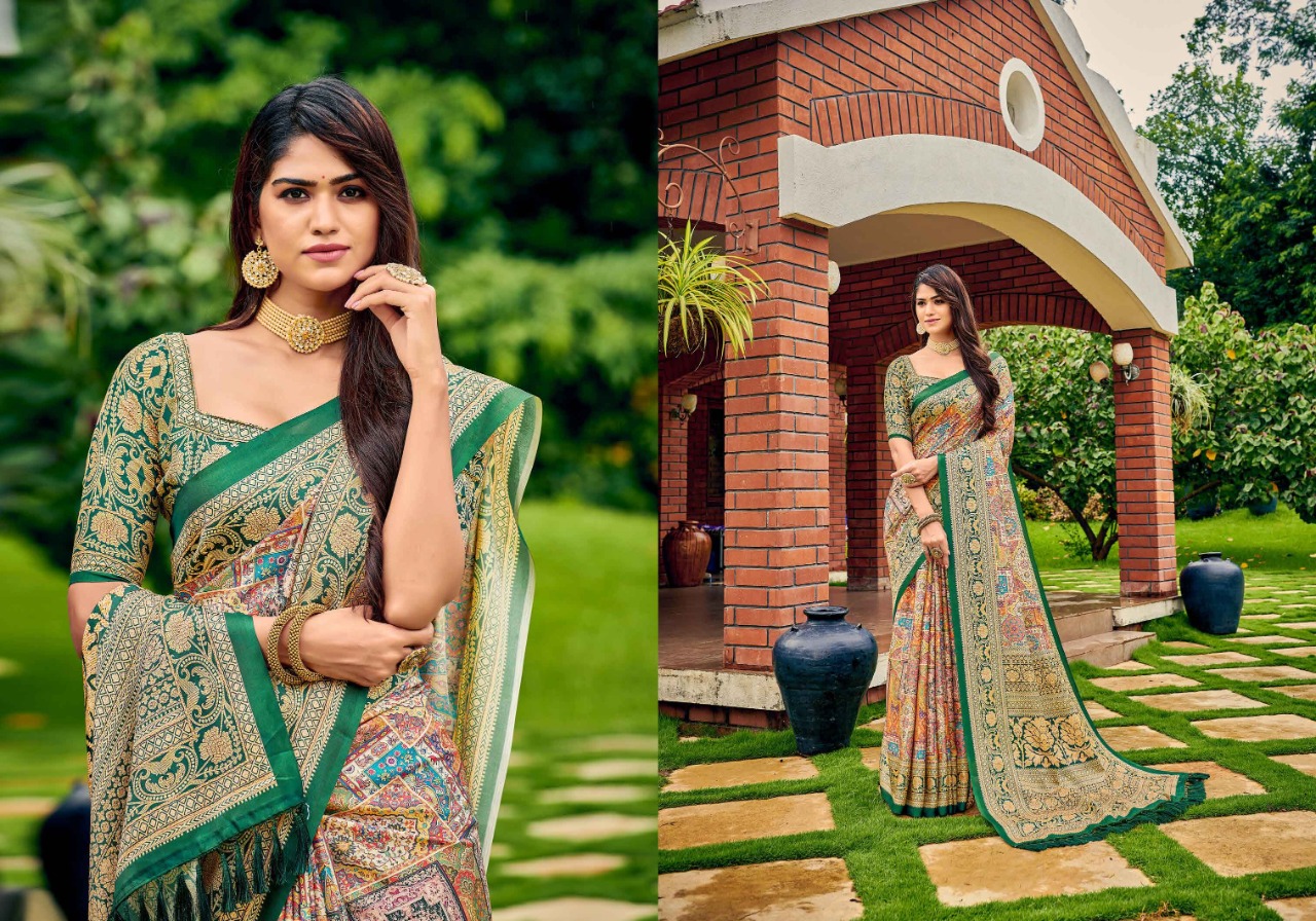 saroj saree riyasat Kattki Silk gorgeous print saree catalog