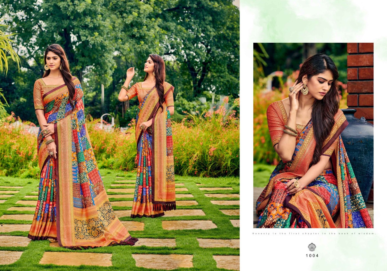 saroj saree riyasat Kattki Silk gorgeous print saree catalog