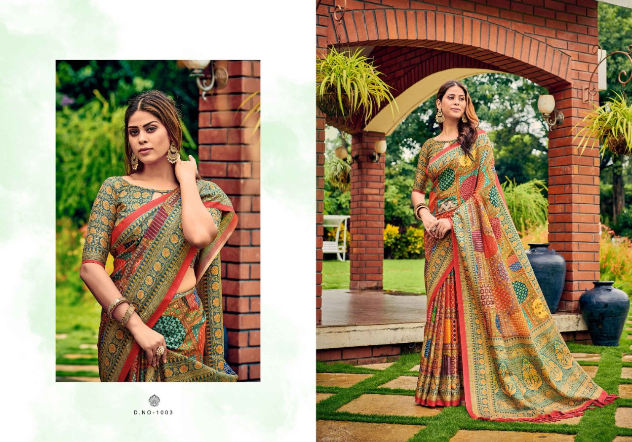 saroj saree riyasat Kattki Silk gorgeous print saree catalog