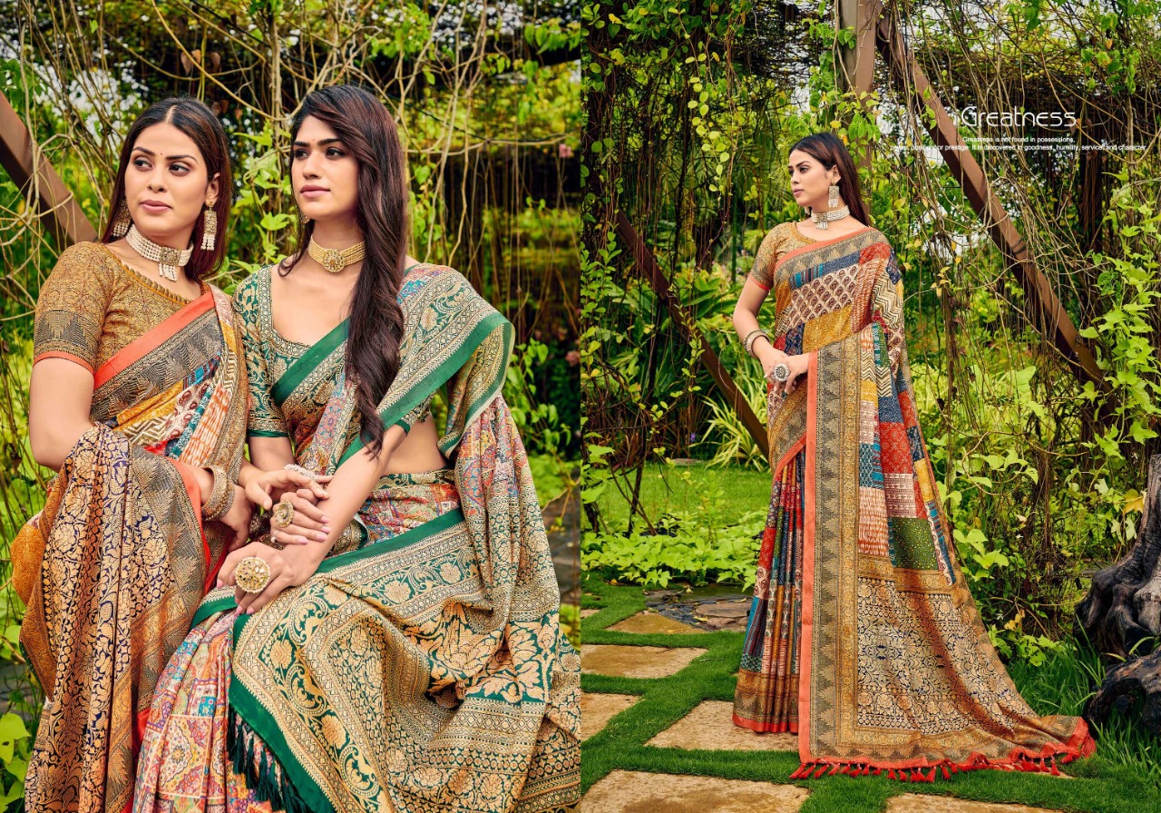 saroj saree riyasat Kattki Silk gorgeous print saree catalog