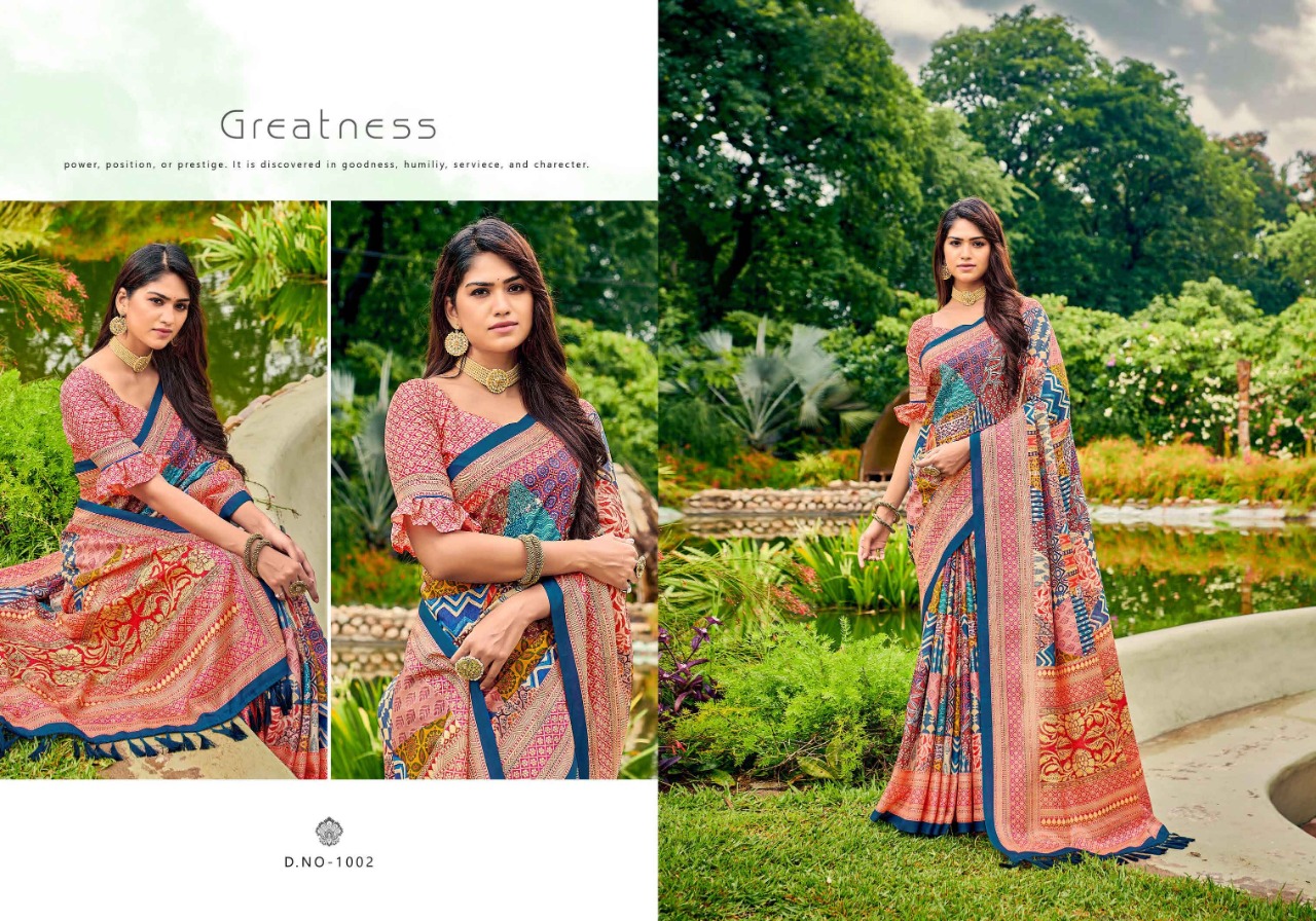 saroj saree riyasat Kattki Silk gorgeous print saree catalog