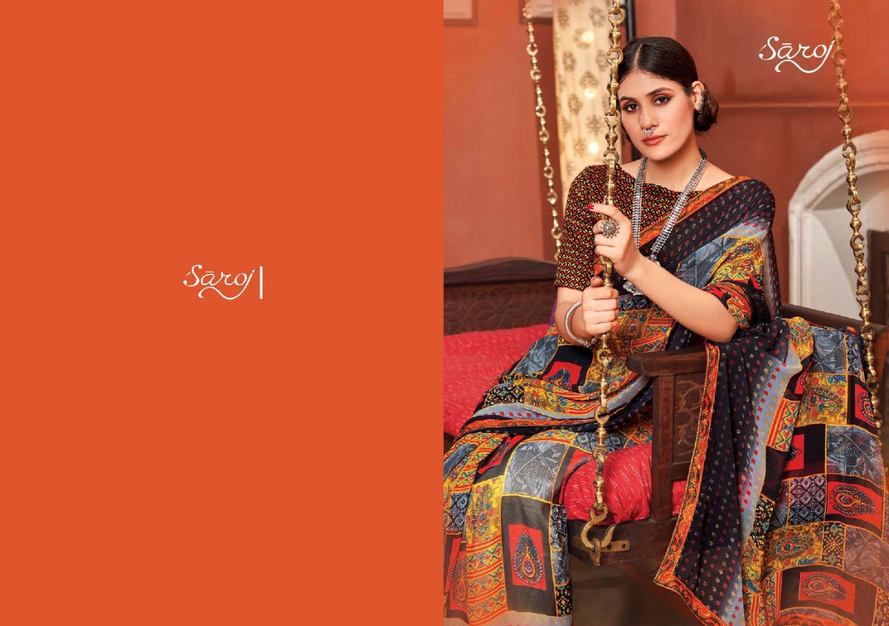 saroj saree Sunlight weightless georgette exclusive print saree catalog