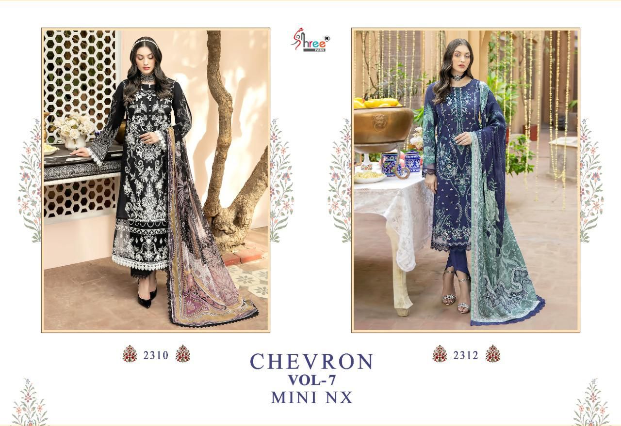 shree fab chevron vol 7 mini nx cotton astonishing salwar suit with siffon dupatta catalog