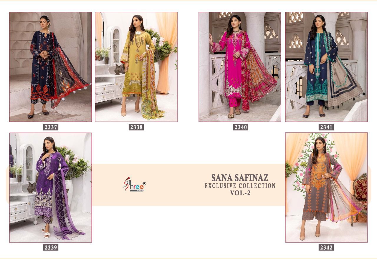 shree fab sana safinaz exclusive collection vol 02 cotton decent look salwar suit cotton dupatta catalog