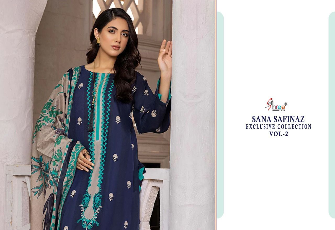 shree fab sana safinaz exclusive collection vol 02 cotton decent look salwar suit cotton dupatta catalog