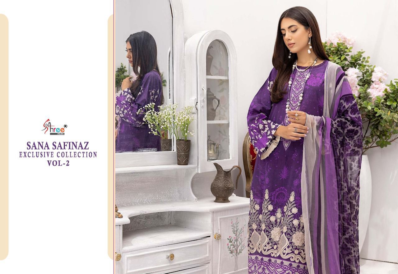 shree fab sana safinaz exclusive collection vol 02 cotton decent look salwar suit cotton dupatta catalog