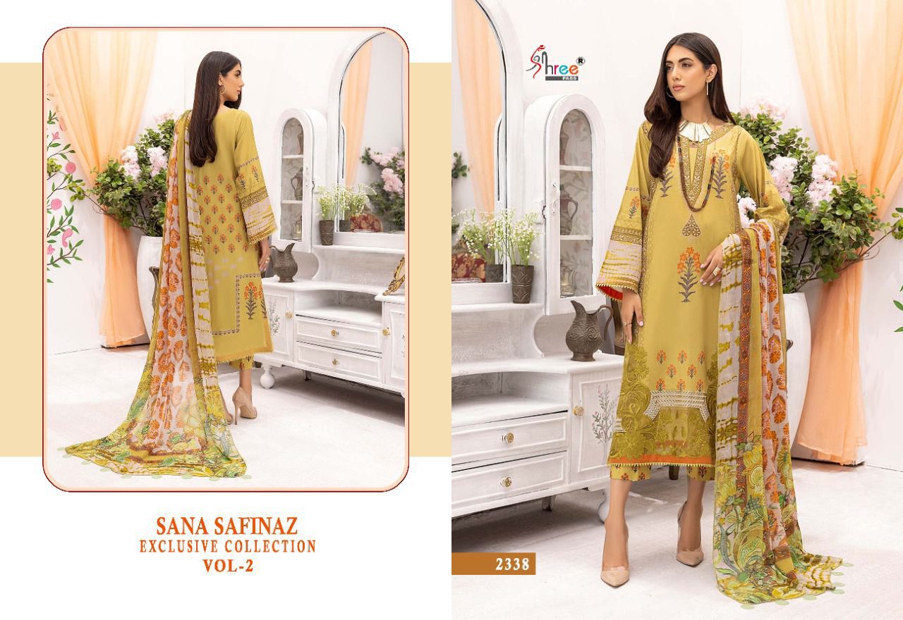 shree fab sana safinaz exclusive collection vol 02 cotton decent look salwar suit cotton dupatta catalog