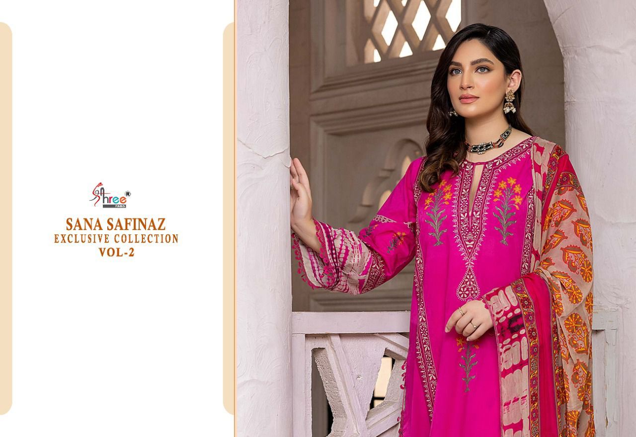 shree fab sana safinaz exclusive collection vol 02 cotton elegant salwar suit siffon dupatta catalog