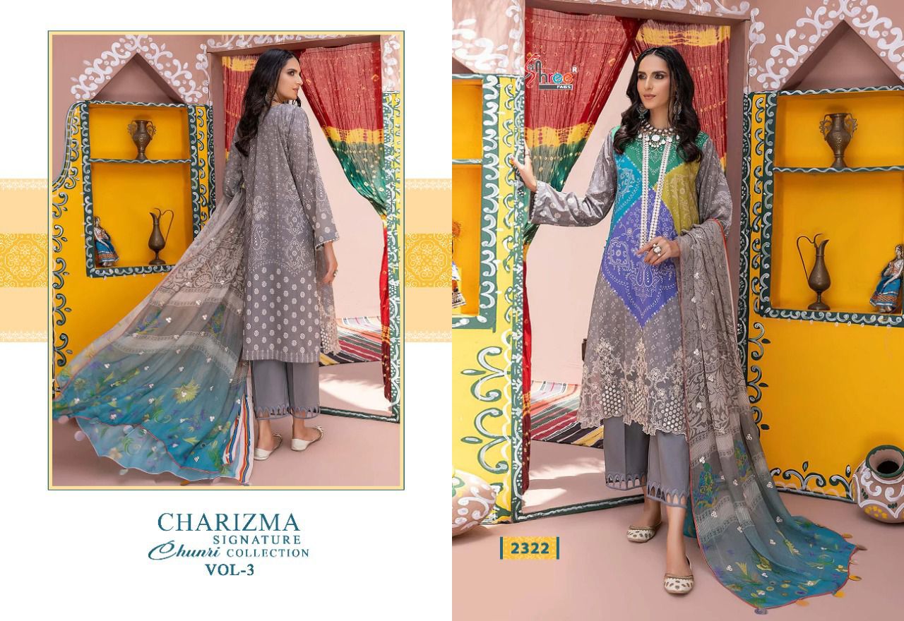 shree fabs Charizma chunri collection vol 3 lawn cotton salwar suit with chiffon dupatta catalog