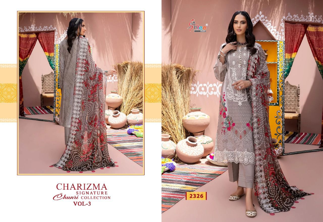 shree fabs Charizma chunri collection vol 3 lawn cotton salwar suit with chiffon dupatta catalog