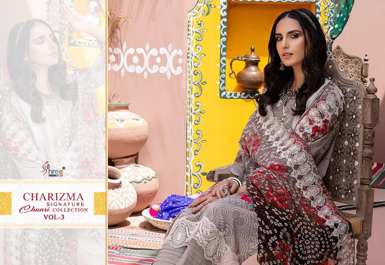 shree fabs Charizma chunri collection vol 3 lawn cotton salwar suit with chiffon dupatta catalog