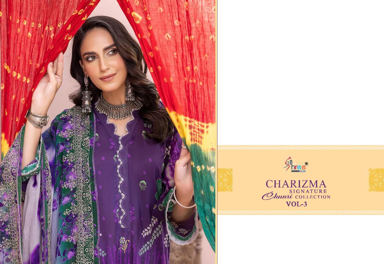 shree fabs Charizma chunri collection vol 3 lawn cotton salwar suit with chiffon dupatta catalog