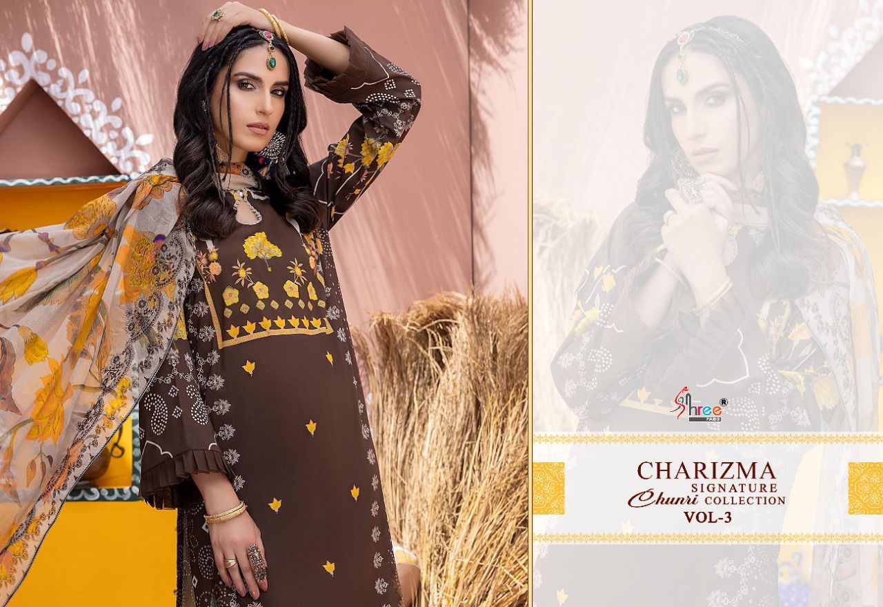 shree fabs Charizma chunri collection vol 3 lawn cotton salwar suit with chiffon dupatta catalog