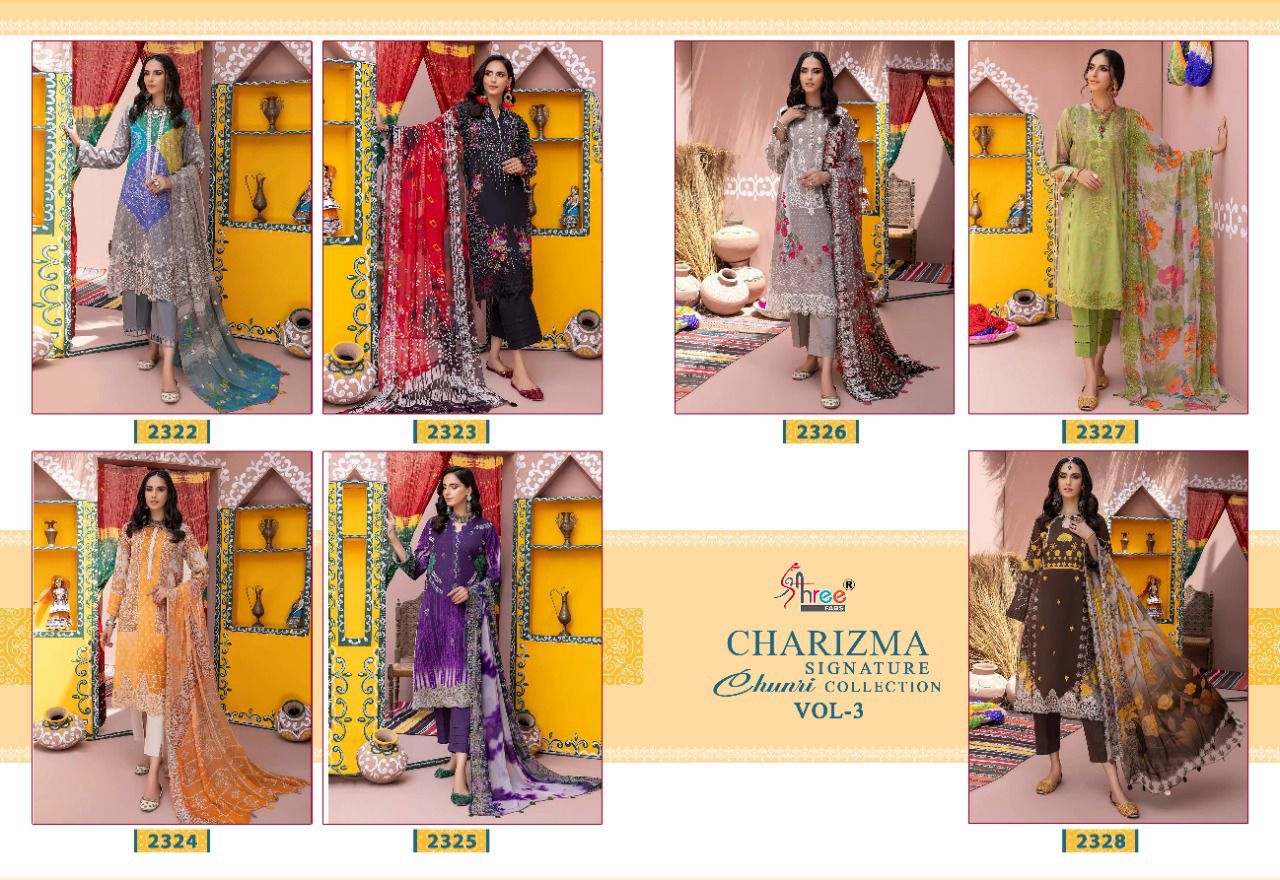 shree fabs Charizma chunri collection vol 3 lawn cotton salwar suit with chiffon dupatta catalog