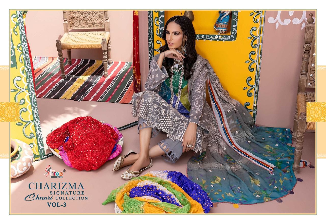 shree fabs Charizma chunri collection vol 3 lawn cotton salwar suit with chiffon dupatta catalog