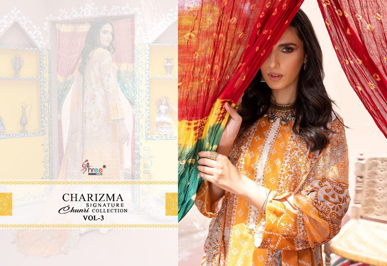 shree fabs Charizma chunri collection vol 3 lawn cotton salwar suit with chiffon dupatta catalog